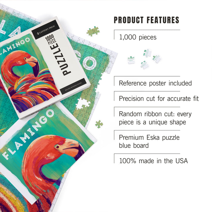 Flamingo, Vivid Series, Jigsaw Puzzle Puzzle Lantern Press 