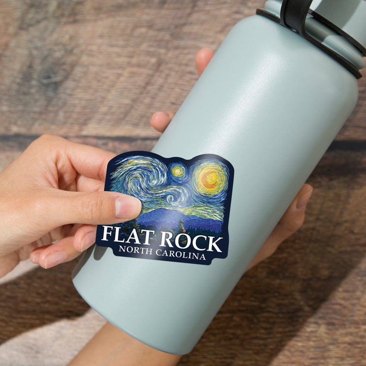 Flat Rock, North Carolina, Starry Night, Contour, Vinyl Sticker Sticker Lantern Press 