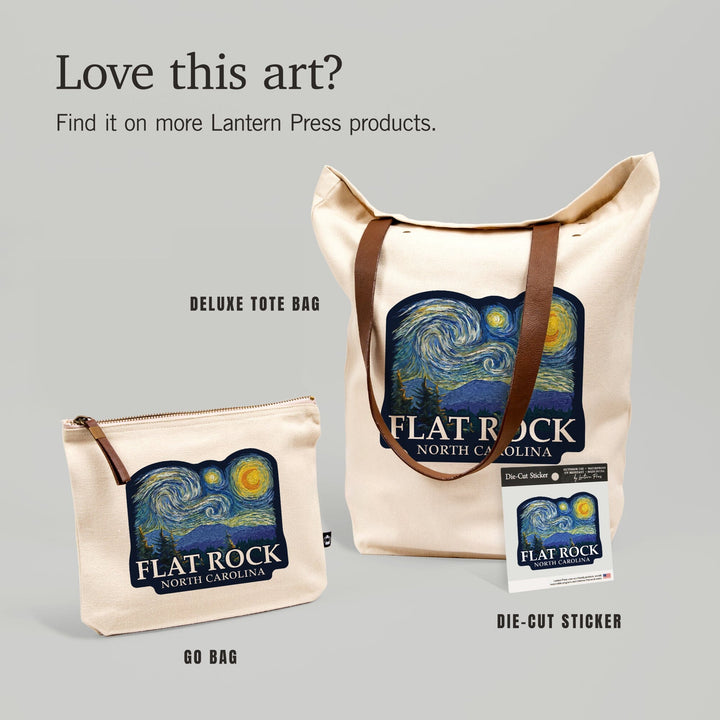 Flat Rock, North Carolina, Starry Night, Contour, Vinyl Sticker Sticker Lantern Press 