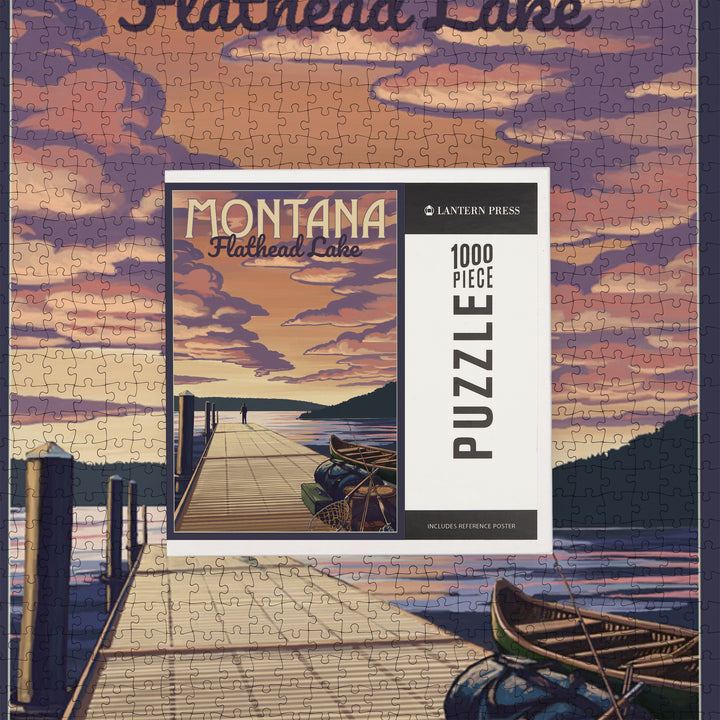 Flathead Lake, Montana, Dock and Lake Scene, Jigsaw Puzzle Puzzle Lantern Press 