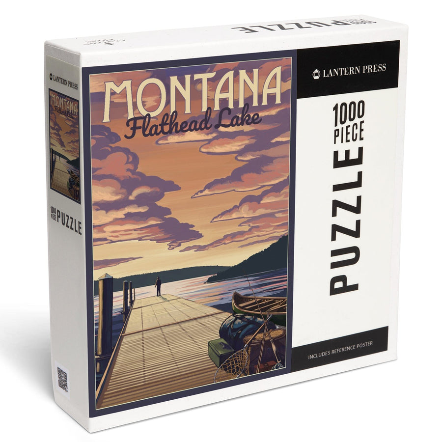 Flathead Lake, Montana, Dock and Lake Scene, Jigsaw Puzzle Puzzle Lantern Press 