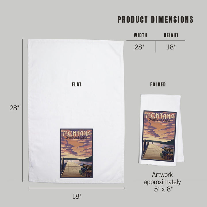 Flathead Lake, Montana, Dock and Lake Scene, Organic Cotton Kitchen Tea Towels Kitchen Lantern Press 