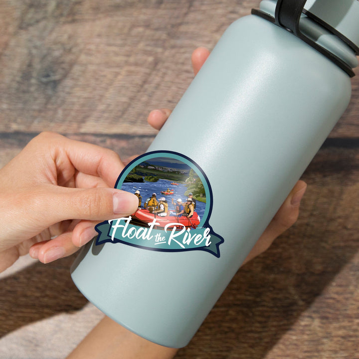 Float the River, Rafters on the River, Contour, Vinyl Sticker Sticker Lantern Press 