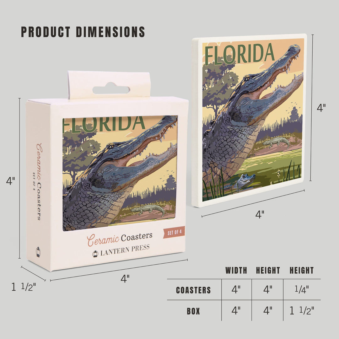 Florida, Alligator Scene, Coasters Coasters Lantern Press 
