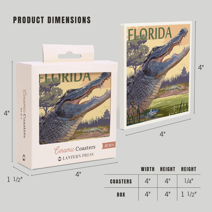 Florida, Alligator Scene, Coasters Coasters Lantern Press 