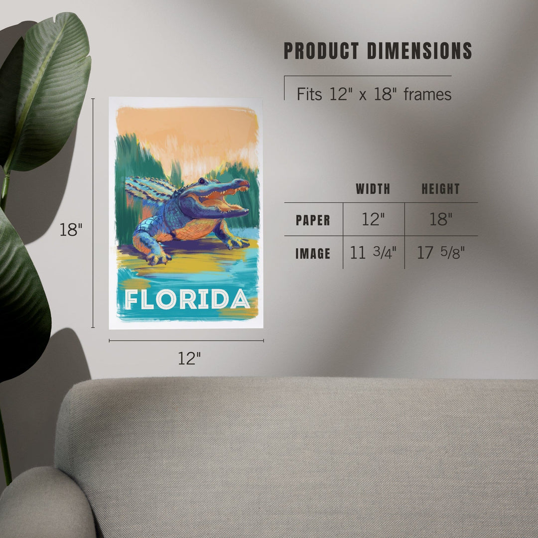 Florida, Alligator, Vivid, Art & Giclee Prints - Lantern Press