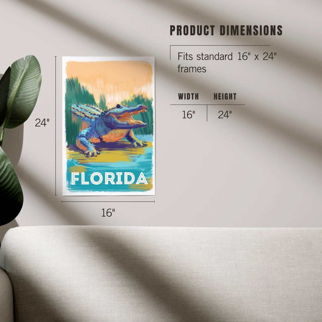 Florida, Alligator, Vivid, Art & Giclee Prints - Lantern Press