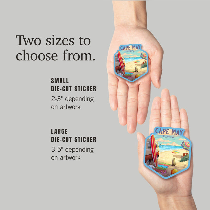 Florida, Beach Activities, Painterly, Contour, Vinyl Sticker Sticker Lantern Press 