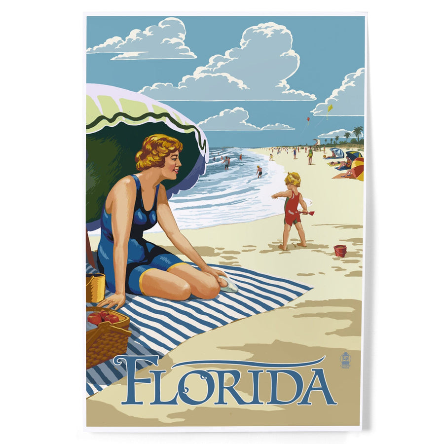 Florida, Beach Scene, Art & Giclee Prints Art Lantern Press 