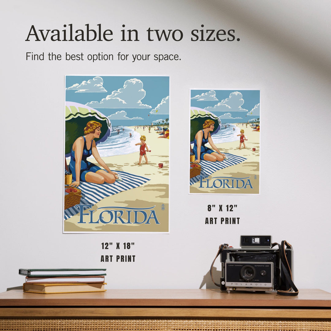 Florida, Beach Scene, Art & Giclee Prints Art Lantern Press 