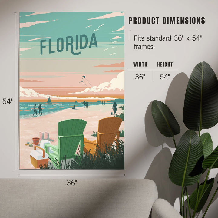 Florida, Bottle This Moment, Beach Chairs, Art & Giclee Prints Art Lantern Press 