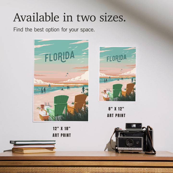 Florida, Bottle This Moment, Beach Chairs, Art & Giclee Prints Art Lantern Press 