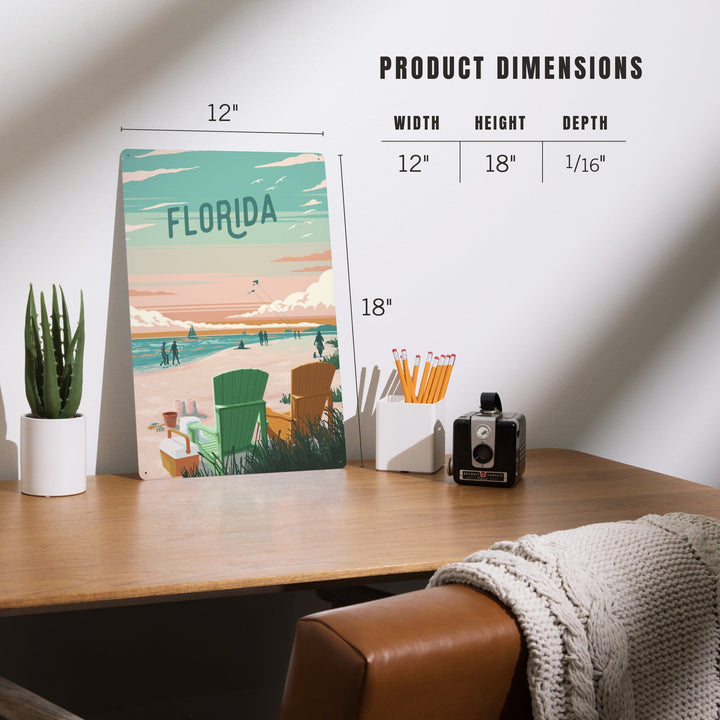 Florida, Bottle This Moment, Beach Chairs, Metal Signs Metal Lantern Press 