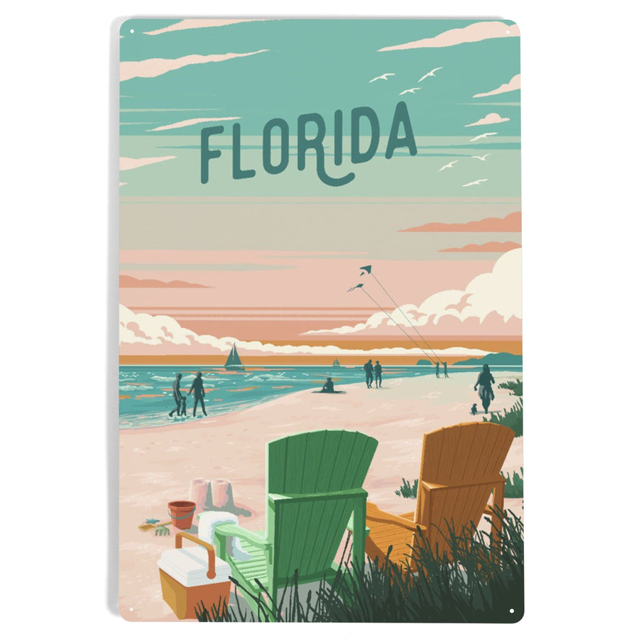 Florida, Bottle This Moment, Beach Chairs, Metal Signs Metal Lantern Press 