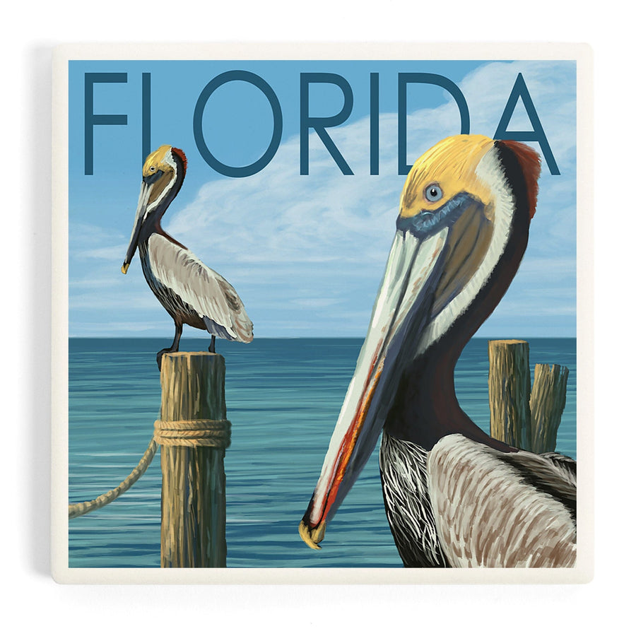 Florida, Brown Pelicans, Coasters Coasters Lantern Press 
