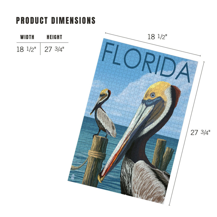 Florida, Brown Pelicans, Jigsaw Puzzle Puzzle Lantern Press 