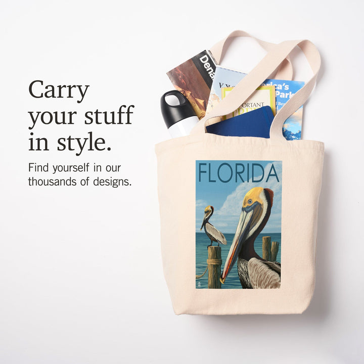 Florida, Brown Pelicans, Lantern Press Artwork, Tote Bag Totes Lantern Press 