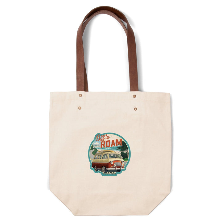 Florida, Camper Van Coastal, Contour, Deluxe Tote Totes Lantern Press 