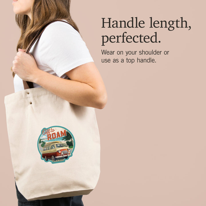 Florida, Camper Van Coastal, Contour, Deluxe Tote Totes Lantern Press 