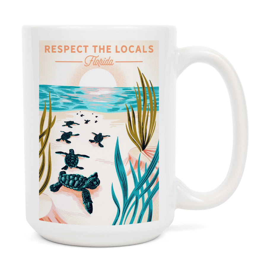 Florida, Courageous Explorer Collection, Turtle, Respect the Locals, Ceramic Mug - Lantern Press