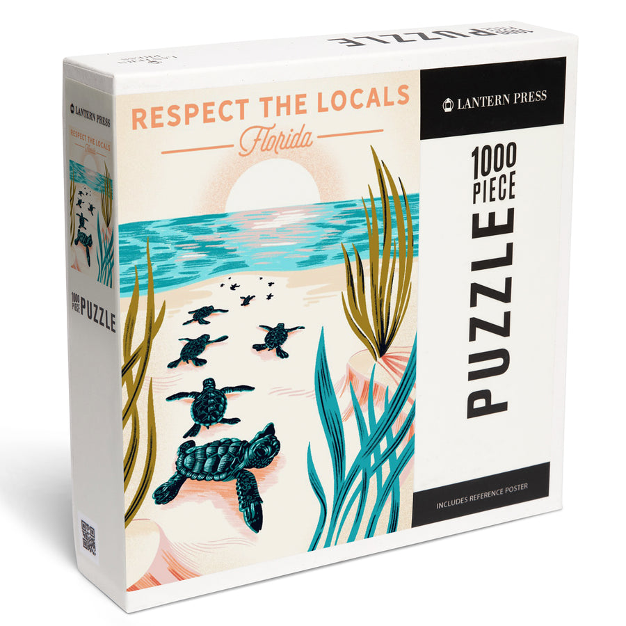 Florida, Courageous Explorer Collection, Turtle, Respect the Locals, Jigsaw Puzzle Puzzle Lantern Press 