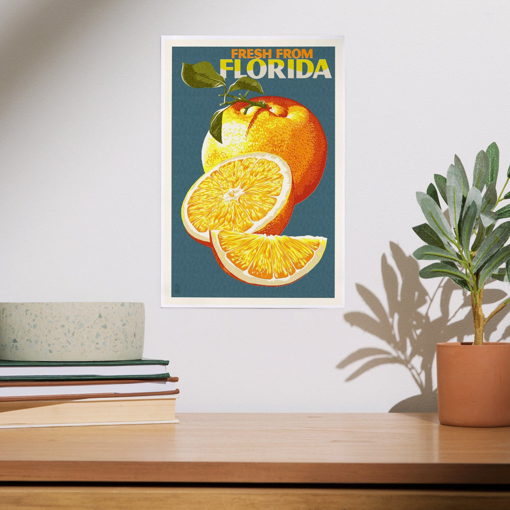 Florida, Fresh Oranges, Letterpress, Art & Giclee Prints Art Lantern Press 