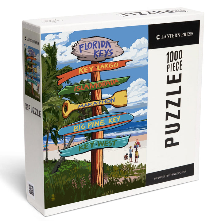 Florida Keys, Destinations Sign, Jigsaw Puzzle - Lantern Press