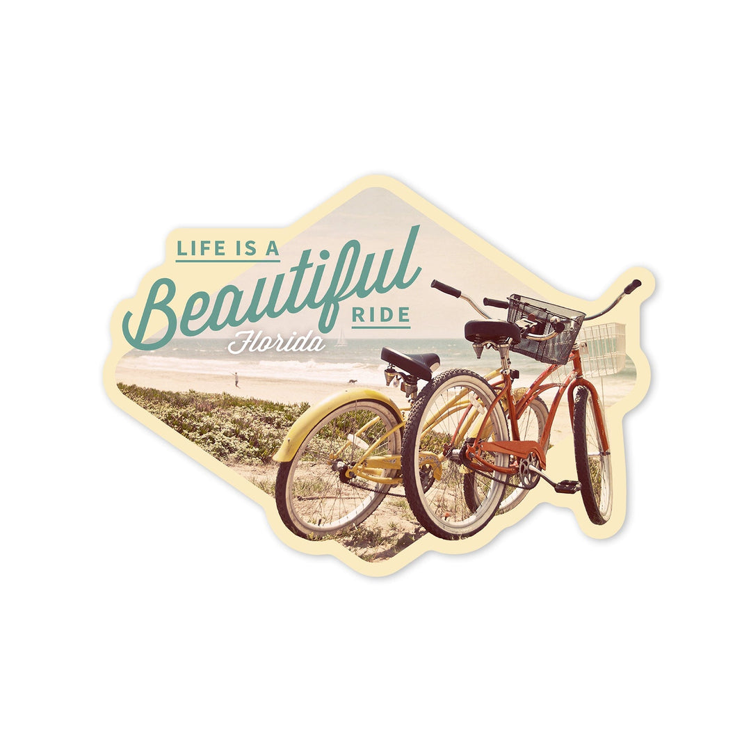 Florida, Life is a Beautiful Ride, Contour, Vinyl Sticker Sticker Lantern Press 