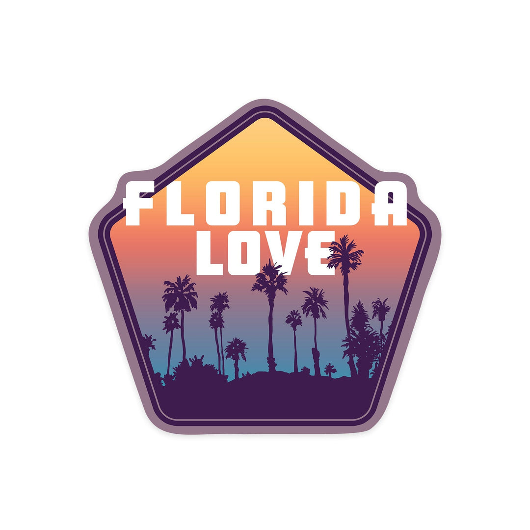 Florida Love, Palm Trees, Contour, Vinyl Sticker Sticker Lantern Press 