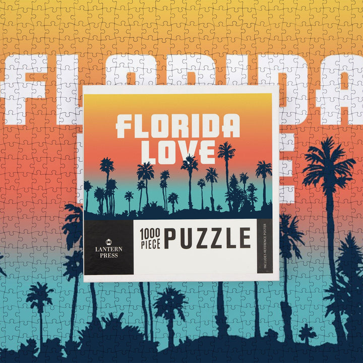 Florida Love, Palm Trees, Sunset, Jigsaw Puzzle Puzzle Lantern Press 