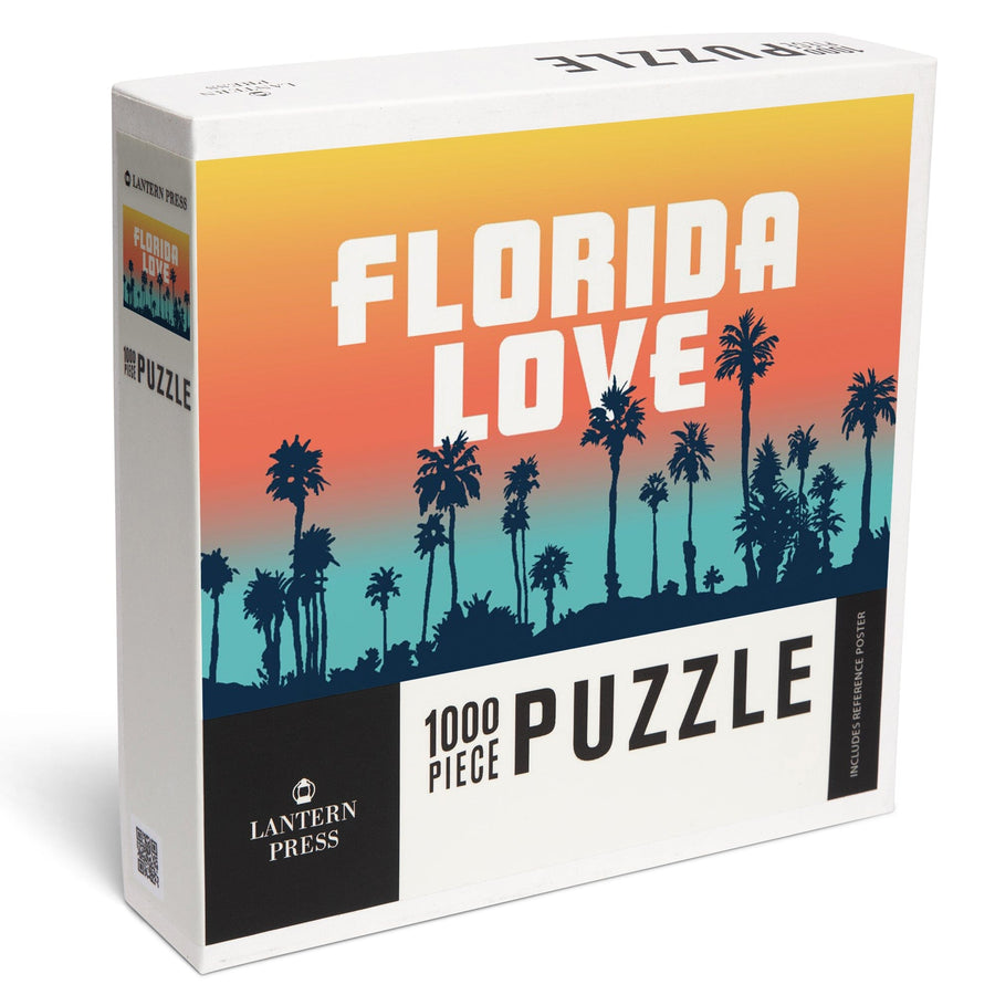 Florida Love, Palm Trees, Sunset, Jigsaw Puzzle Puzzle Lantern Press 