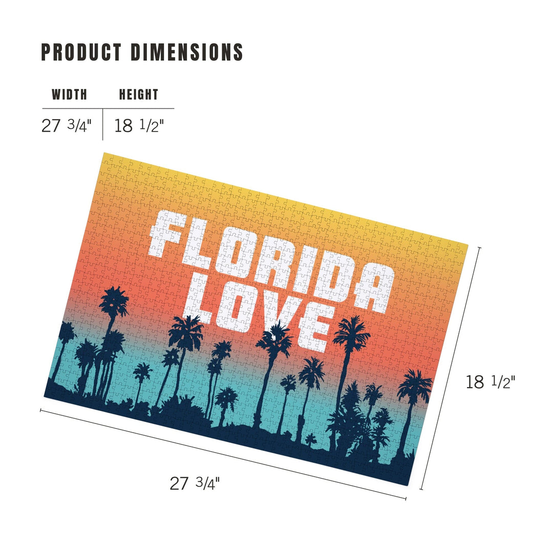 Florida Love, Palm Trees, Sunset, Jigsaw Puzzle Puzzle Lantern Press 