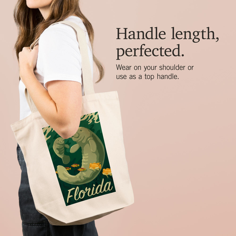 Florida, Manatee and Calf Swimming, Tote Bag Totes Lantern Press 