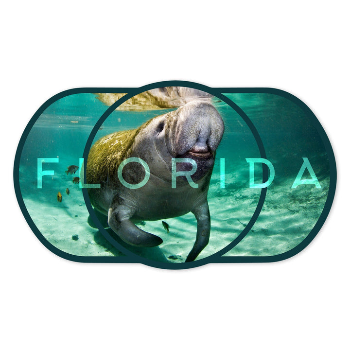 Florida, Manatee, Contour, Photography, Vinyl Sticker - Lantern Press