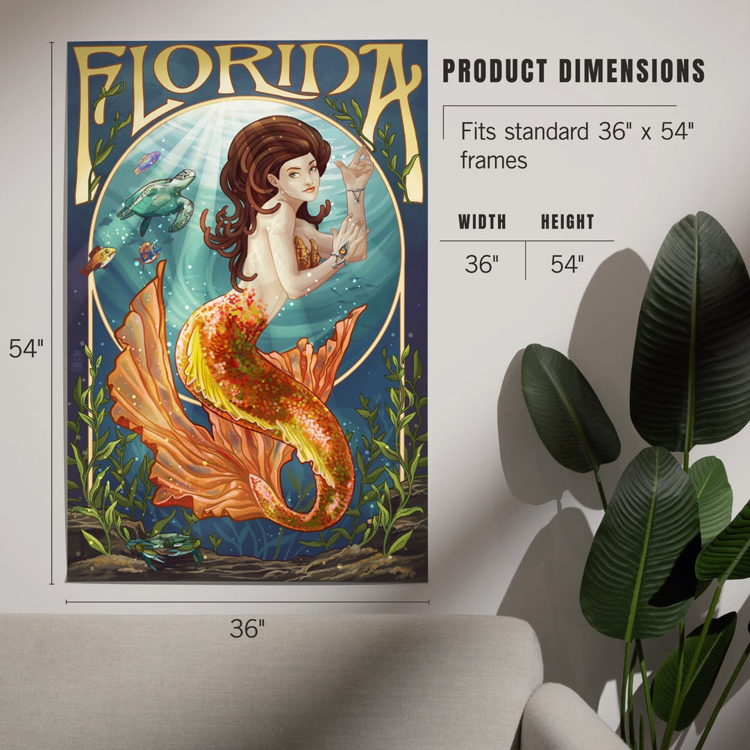 Florida, Mermaid, Art & Giclee Prints Art Lantern Press 