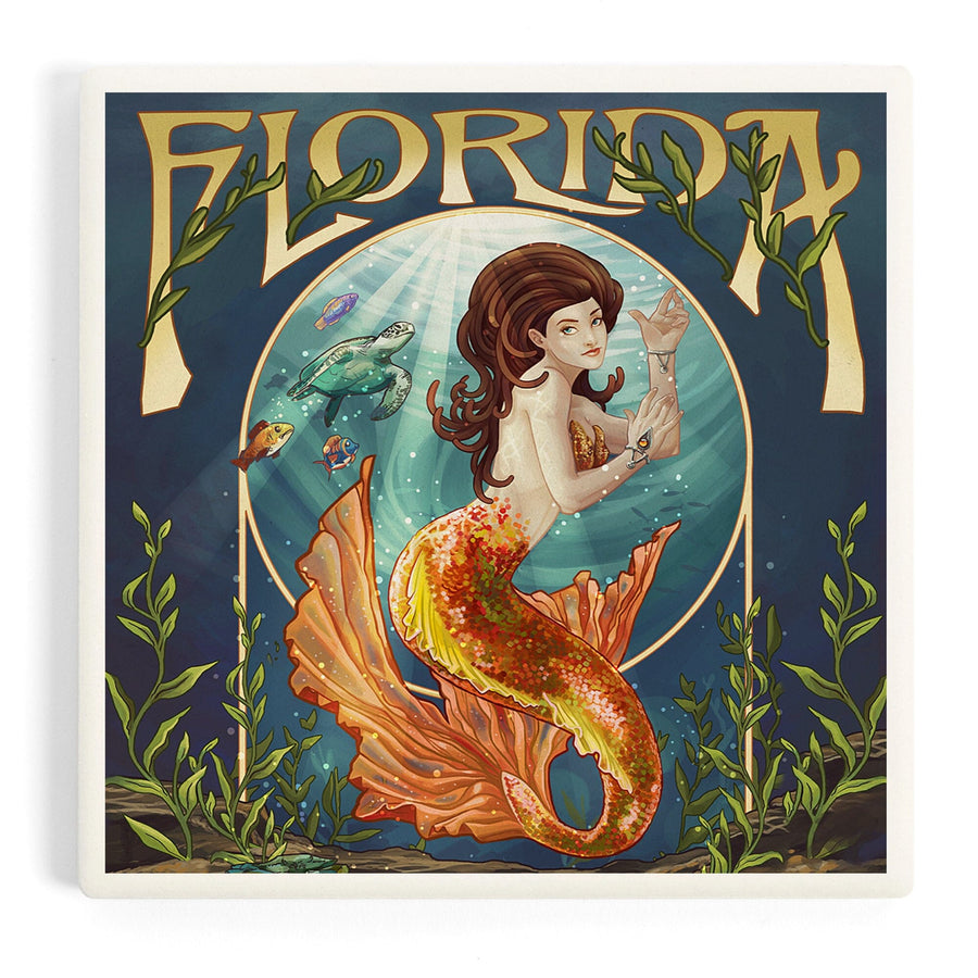 Florida, Mermaid, Coasters Coasters Lantern Press 