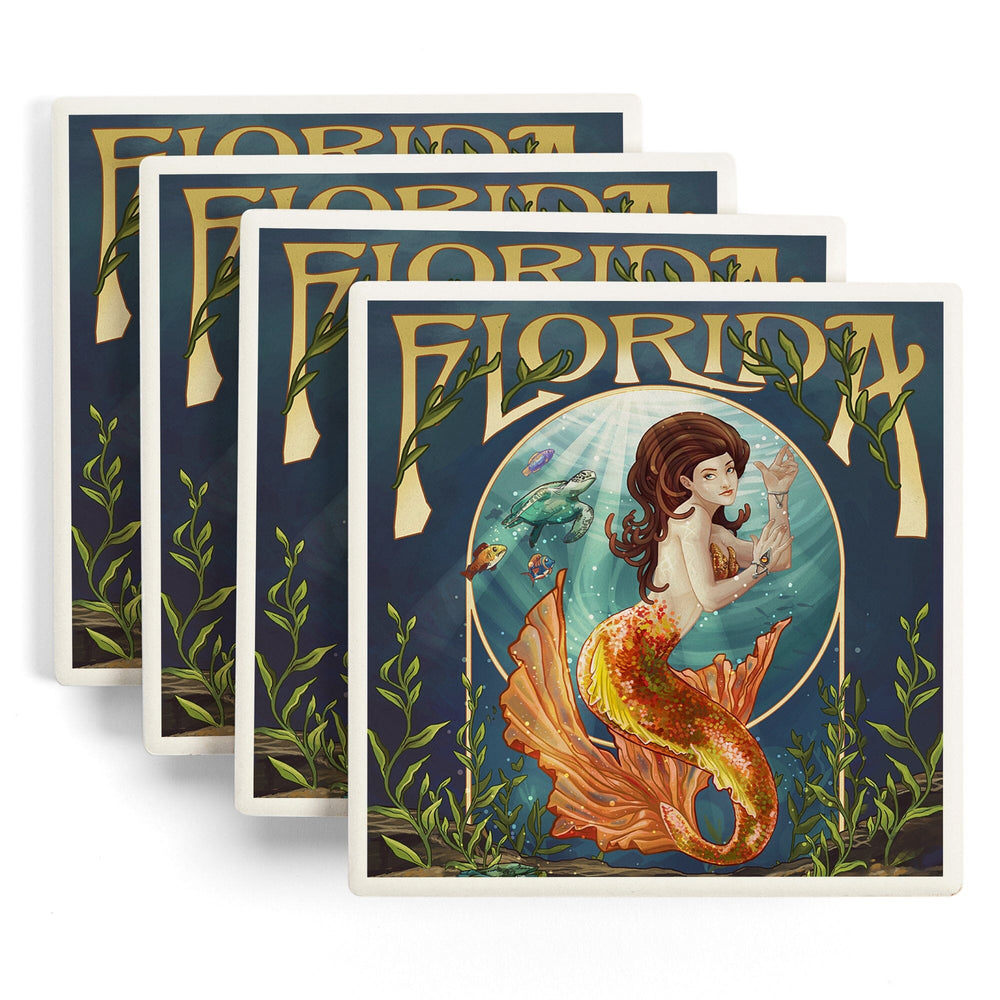 Florida, Mermaid, Coasters Coasters Lantern Press 