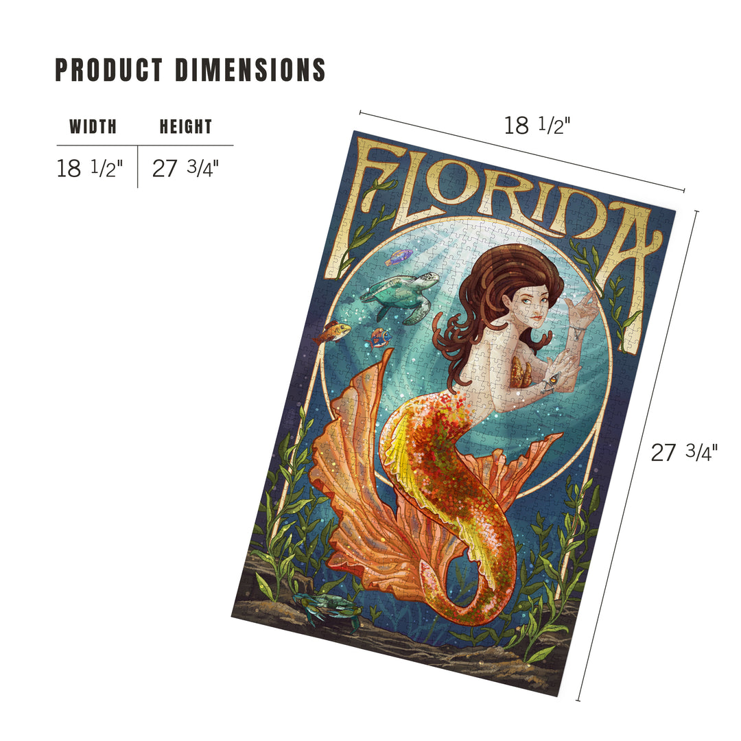 Florida, Mermaid, Jigsaw Puzzle Puzzle Lantern Press 