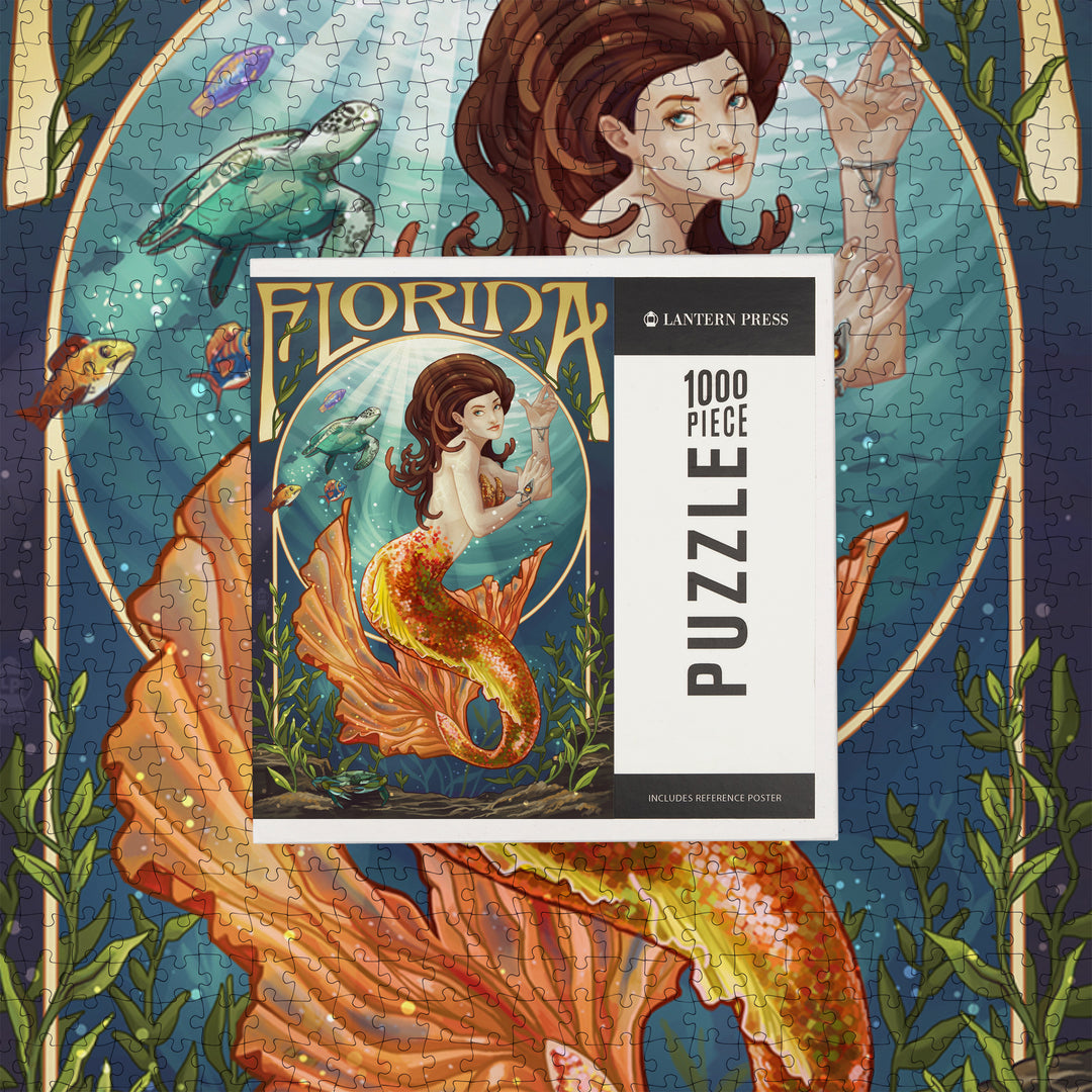 Florida, Mermaid, Jigsaw Puzzle Puzzle Lantern Press 