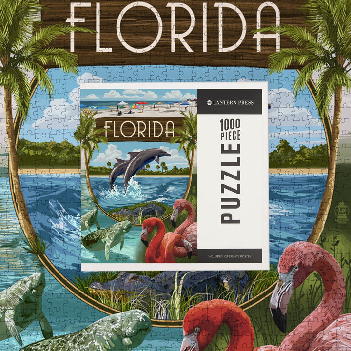 Florida, Montage, Jigsaw Puzzle Puzzle Lantern Press 