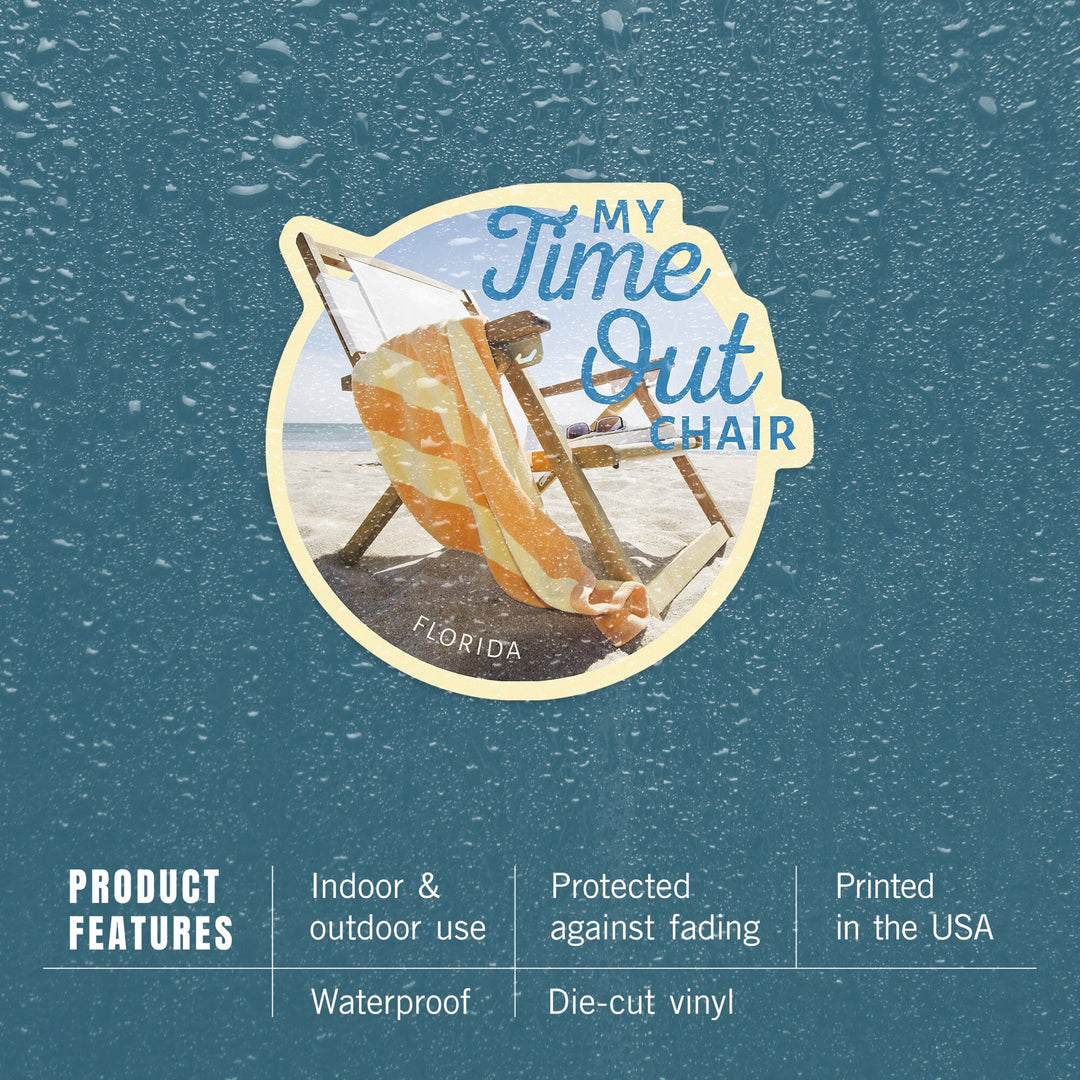Florida, My Time Out Chair, Contour, Vinyl Sticker Sticker Lantern Press 