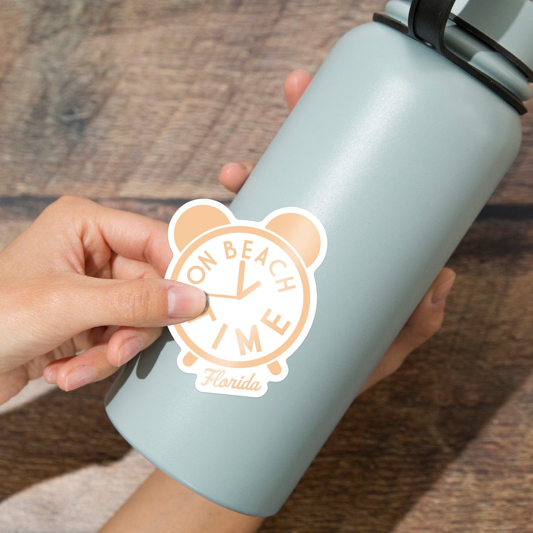 Florida, On Beach Time, Simply Said, Contour, Vinyl Sticker - Lantern Press