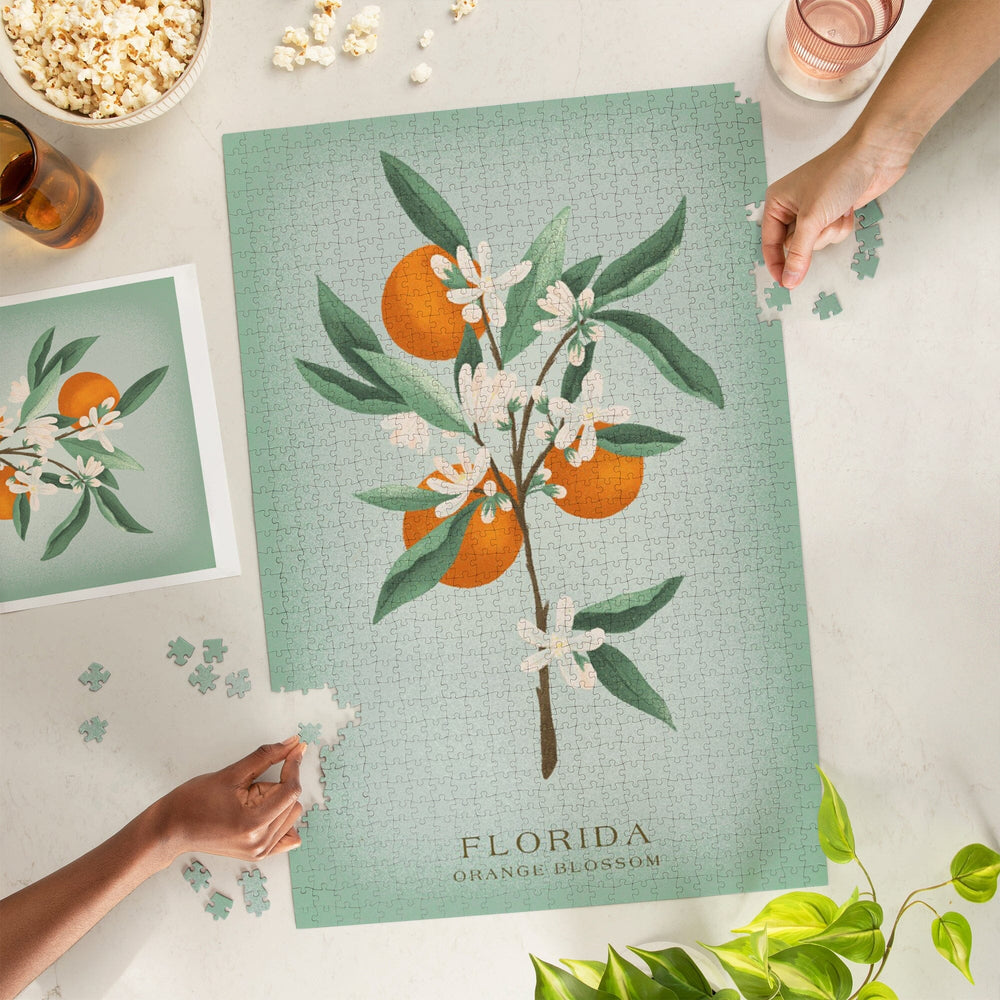 Florida, Orange Blossom, Vintage Flora, State Series, Jigsaw Puzzle Puzzle Lantern Press 
