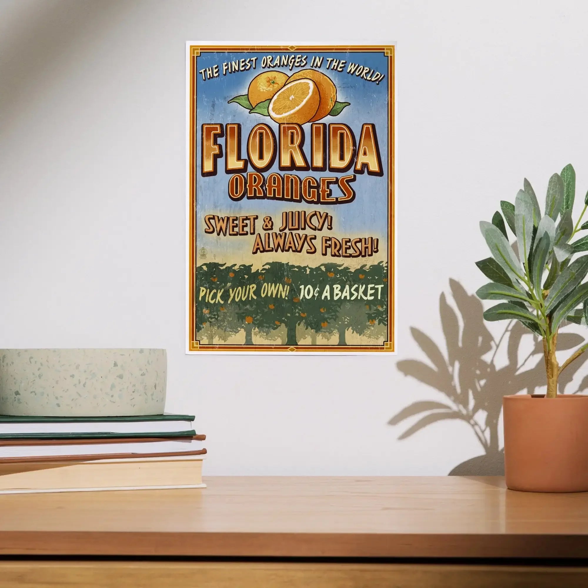 Florida, Orange Grove Vintage Sign art prints, metal signs
