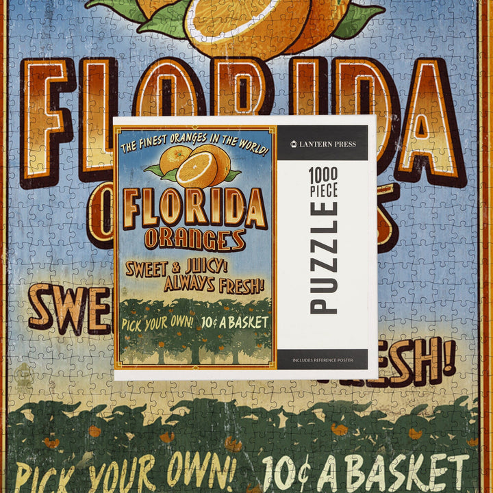 Florida, Orange Grove Vintage Sign, Jigsaw Puzzle Puzzle Lantern Press 