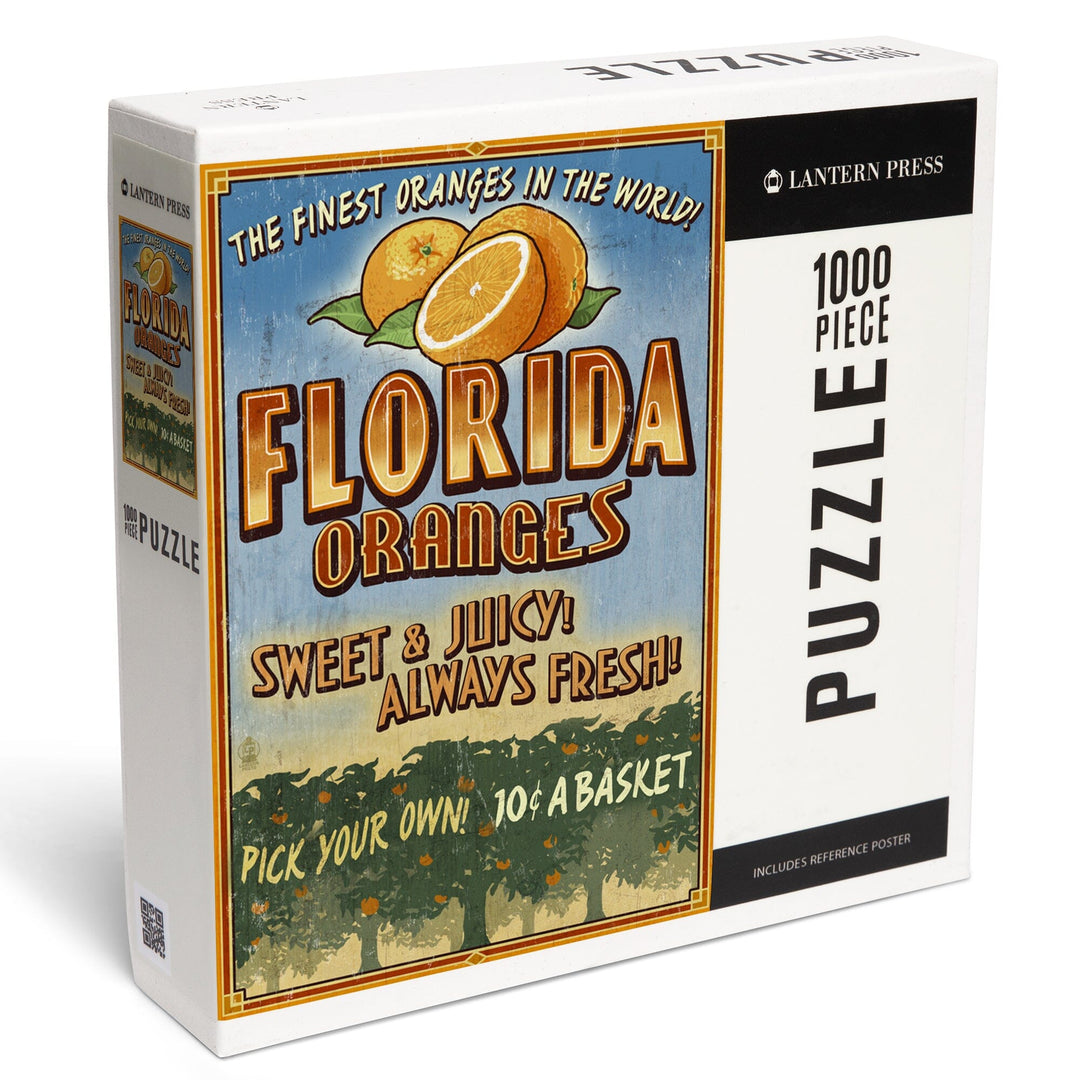 Florida, Orange Grove Vintage Sign, Jigsaw Puzzle Puzzle Lantern Press 