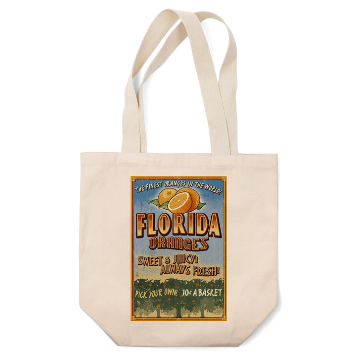 Florida, Orange Grove Vintage Sign, Lantern Press Artwork, Tote Bag Totes Lantern Press 