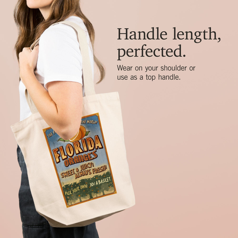 Florida, Orange Grove Vintage Sign, Tote Bag Totes Lantern Press 