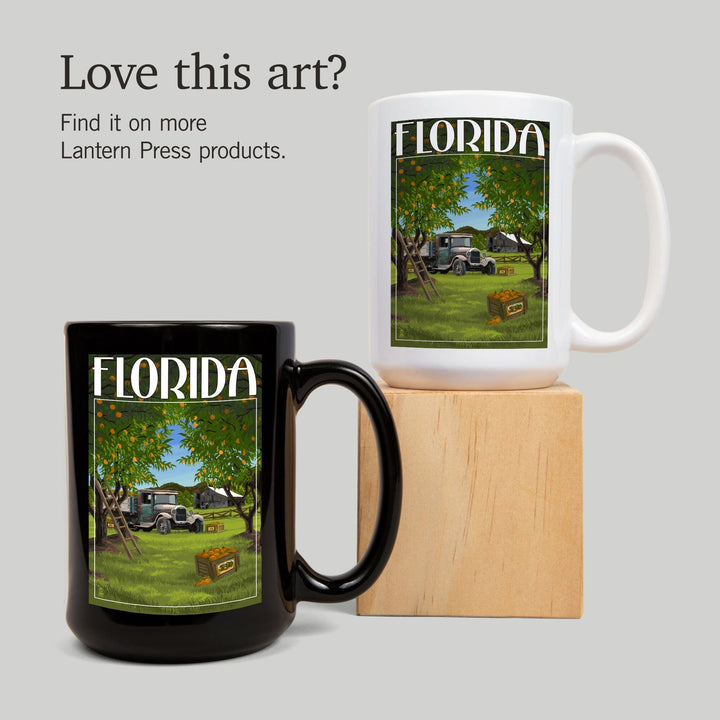 Florida, Orange Grove with Truck, Lantern Press Artwork, Ceramic Mug Mugs Lantern Press 