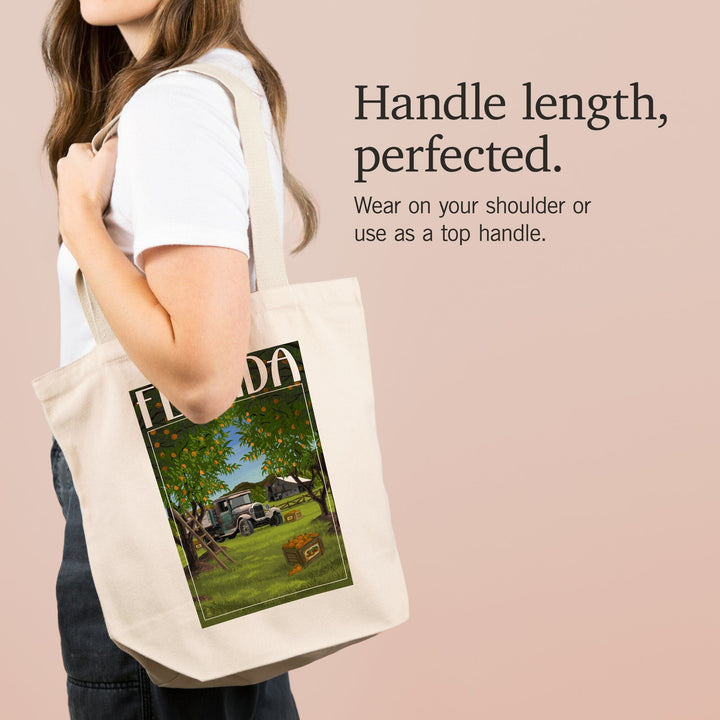 Florida, Orange Grove with Truck, Tote Bag Totes Lantern Press 